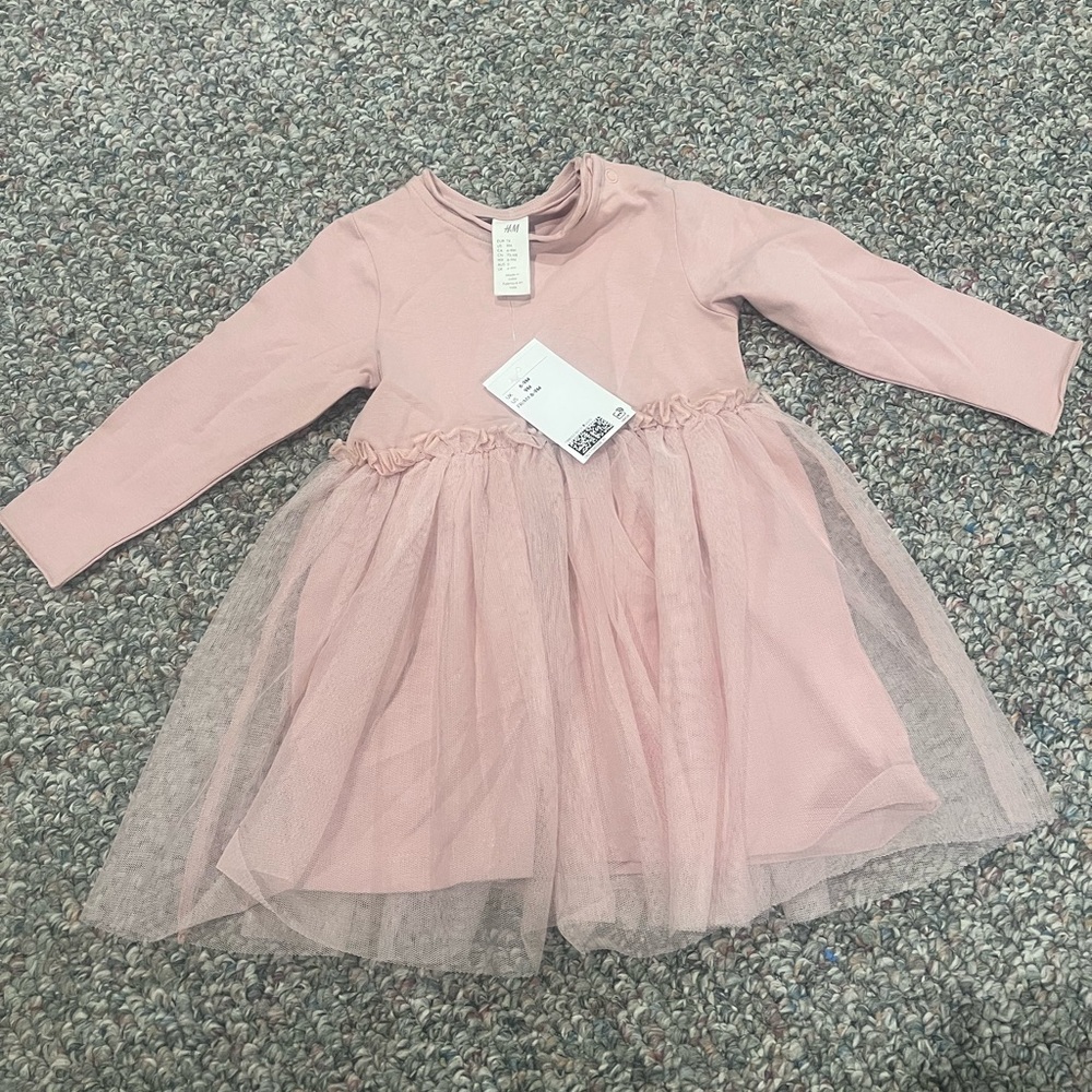 H&M Pink Baby Dress with Tulle Skirt US 9M